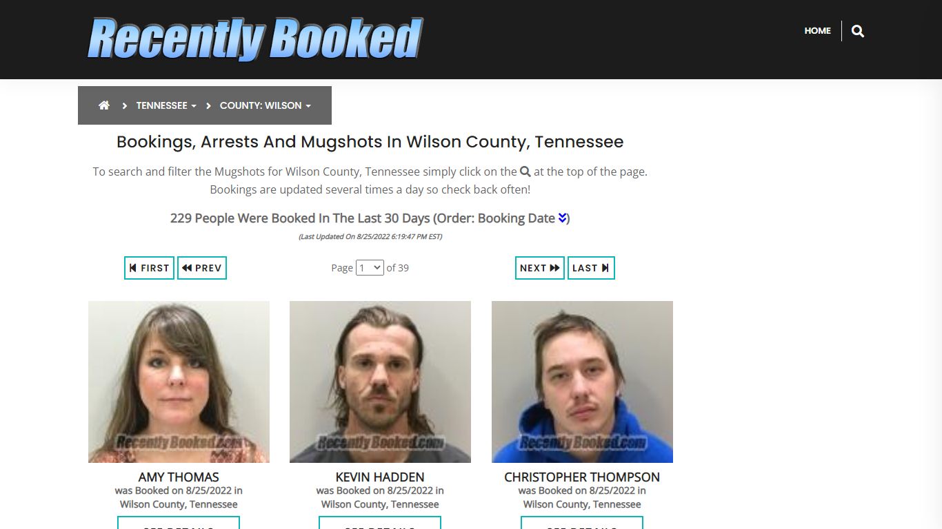 Bookings, Arrests and Mugshots in Wilson County, Tennessee